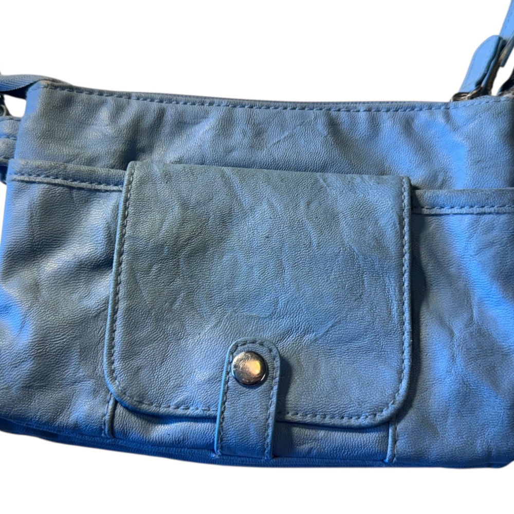 Retro Blue Vegan Leather Rossetti Crossbody Small Shoulder Bag Wallet - Picture 5 of 14